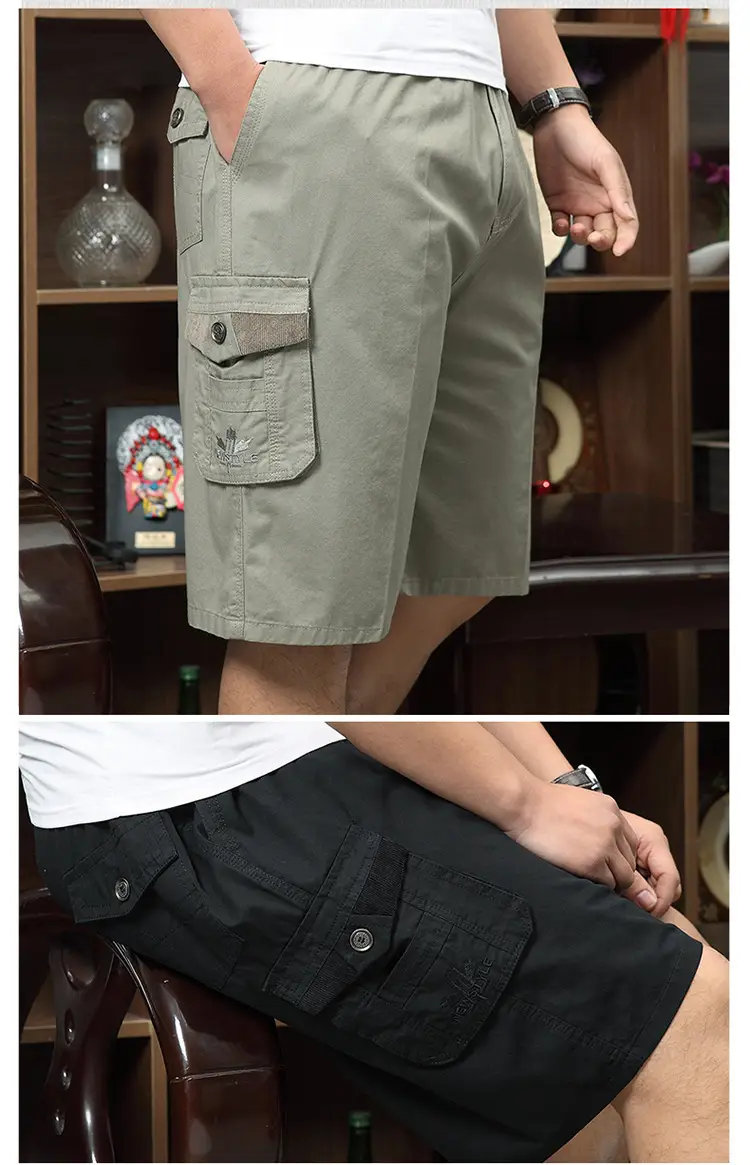 New Summer Cotton Men's Cargo Shorts Plus Size — feature 11