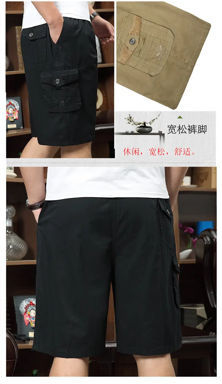 New Summer Cotton Men's Cargo Shorts Plus Size — feature 12