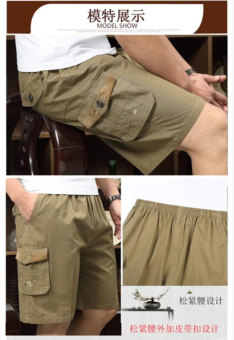 New Summer Cotton Men's Cargo Shorts Plus Size — feature 7