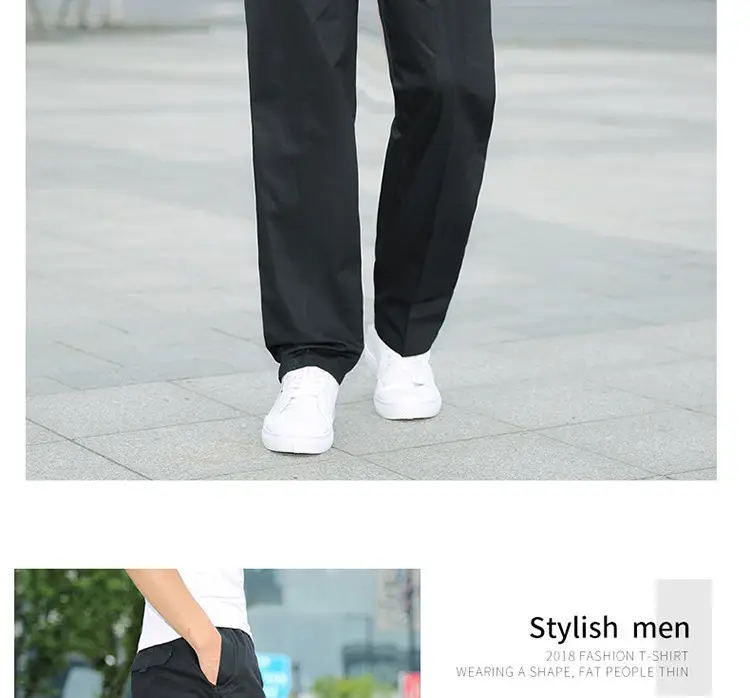 Plus Size Cotton Cargo Pants Grey Loose Fit Elastic Waist — feature 17