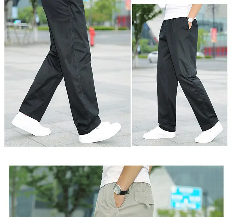 Plus Size Cotton Cargo Pants Grey Loose Fit Elastic Waist — feature 18