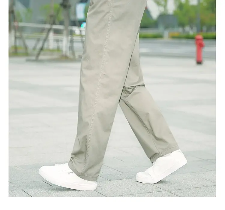 Plus Size Cotton Cargo Pants Grey Loose Fit Elastic Waist — feature 19