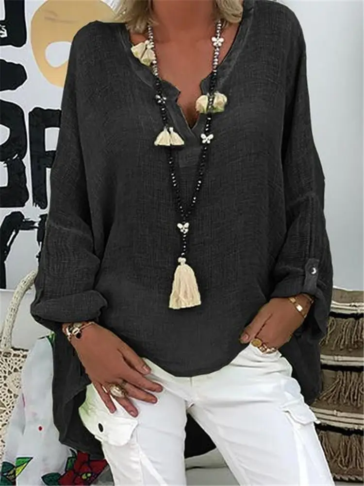 Pink Long Sleeve V-Neck Top with Tassel - Image 2