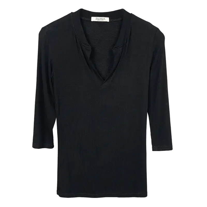 White Slim Fit Half Open Collar T-Shirt for Women - Image 9
