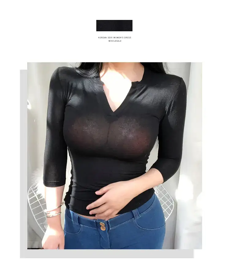 White Slim Fit Half Open Collar T-Shirt for Women — feature 1