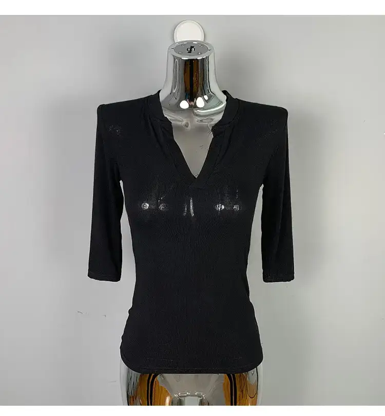 White Slim Fit Half Open Collar T-Shirt for Women — feature 21