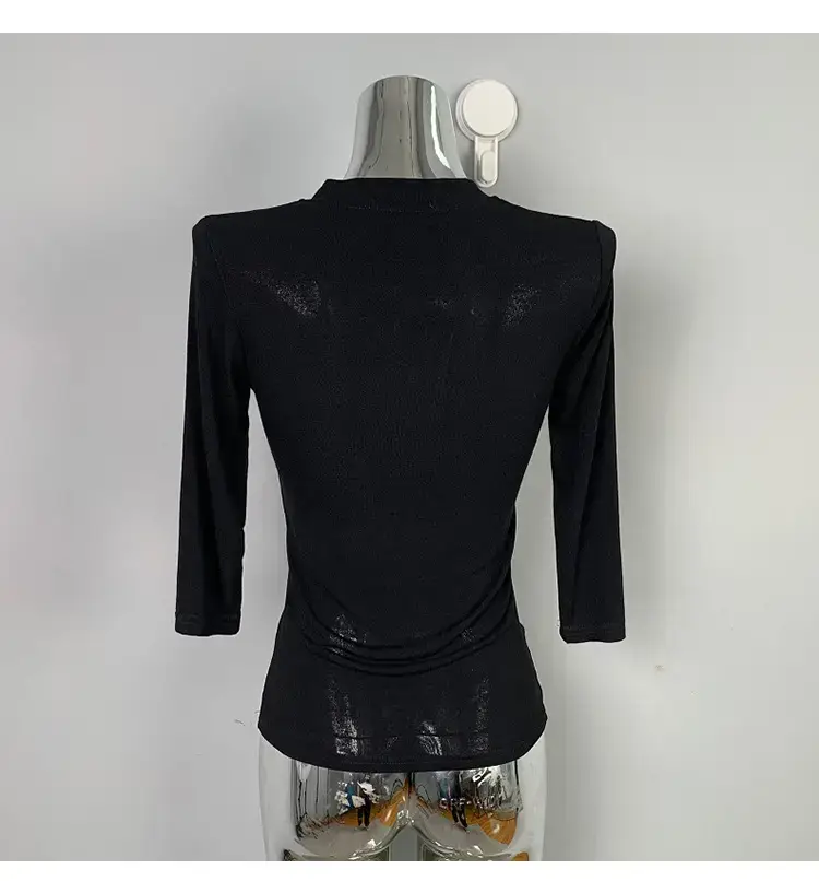 White Slim Fit Half Open Collar T-Shirt for Women — feature 22