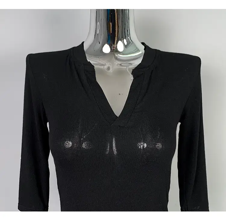 White Slim Fit Half Open Collar T-Shirt for Women — feature 23