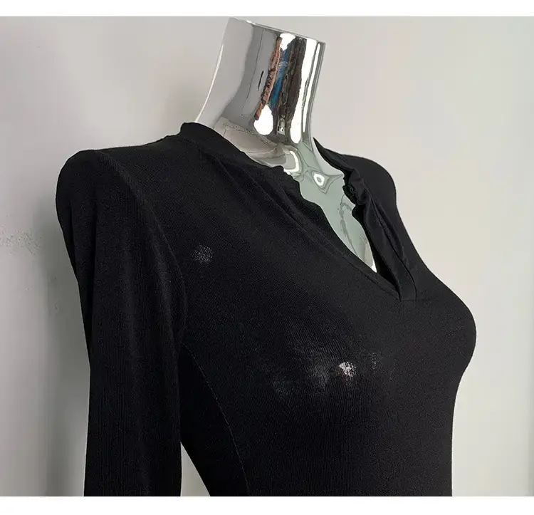 White Slim Fit Half Open Collar T-Shirt for Women — feature 24