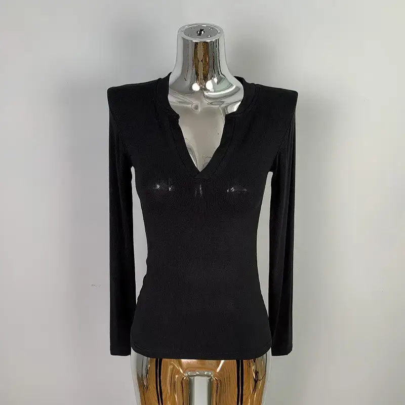 White Slim Fit Half Open Collar T-Shirt for Women - Image 3