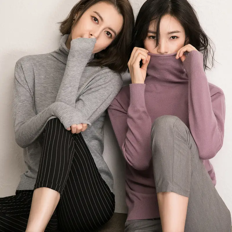 Black Pile Collar Turtleneck Sweater for Men - Image 10
