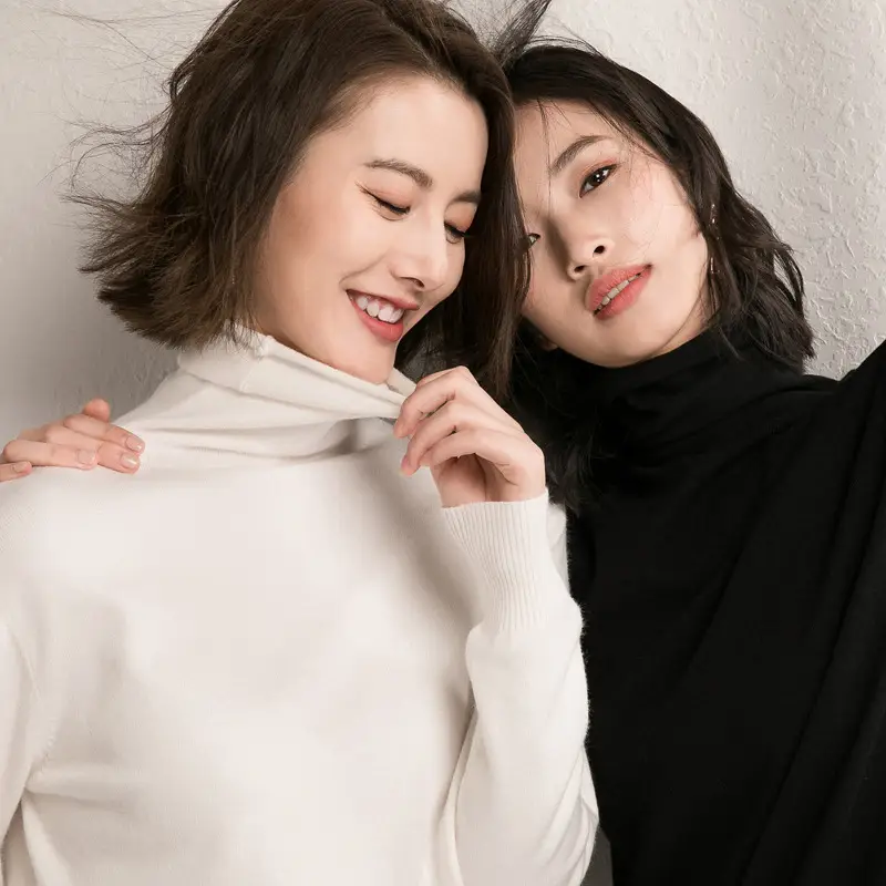 Black Pile Collar Turtleneck Sweater for Men - Image 11