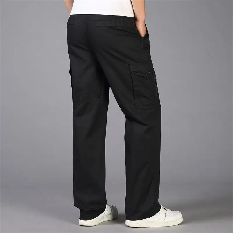 Men's Thin Fat Casual Pants Spring Autumn Loose Straight Tan - Image 12
