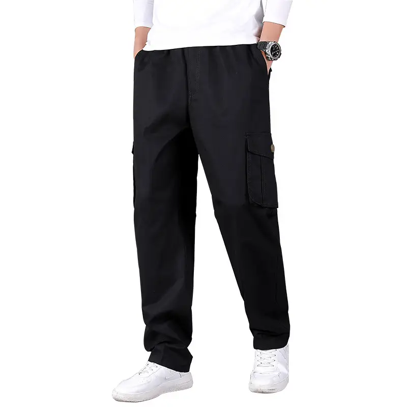 Men's Thin Fat Casual Pants Spring Autumn Loose Straight Tan - Image 14