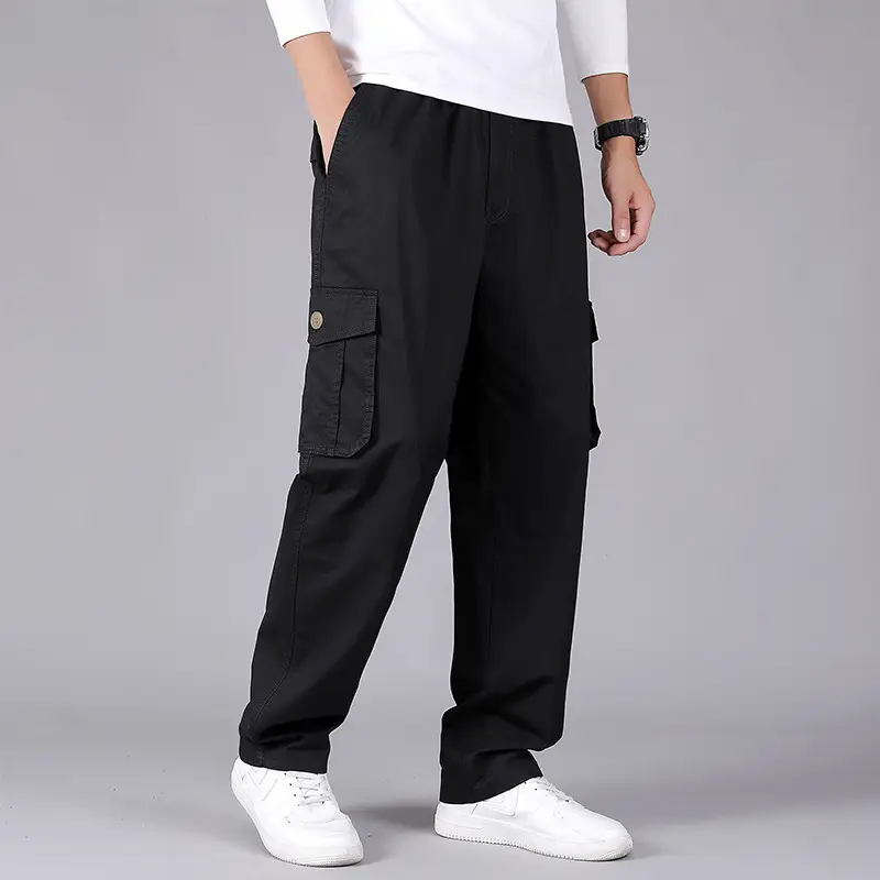 Men's Thin Fat Casual Pants Spring Autumn Loose Straight Tan - Image 6