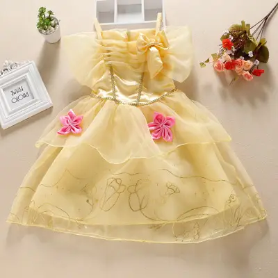 Purple Princess Girls Dress with Gold Embroidery - Image 7
