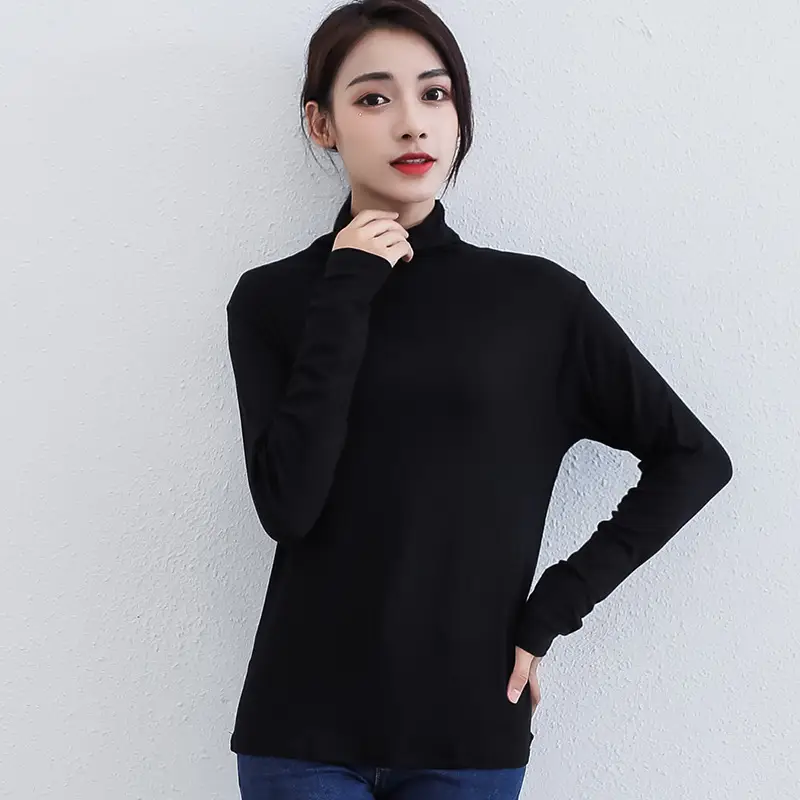 Purple Women's Turtleneck T-Shirt Modal Long Sleeve - Image 109