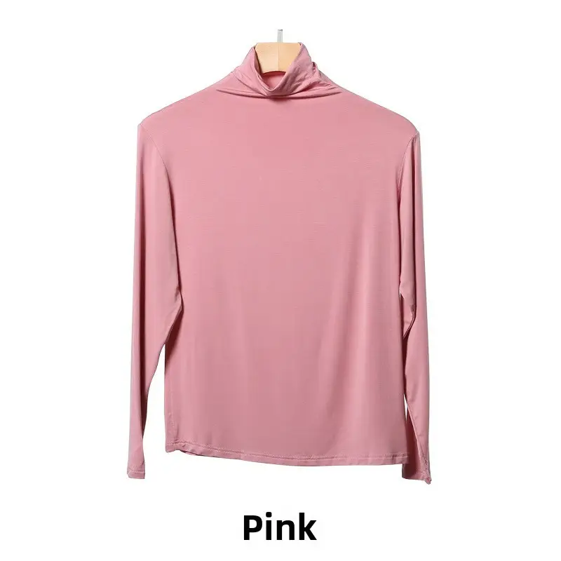 Purple Women's Turtleneck T-Shirt Modal Long Sleeve - Image 23