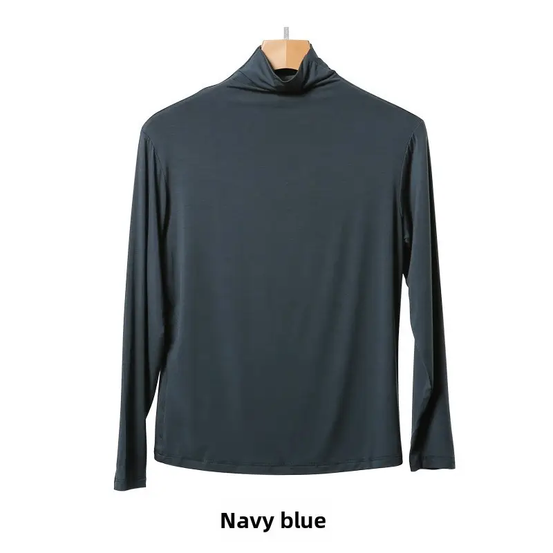 Purple Women's Turtleneck T-Shirt Modal Long Sleeve - Image 35
