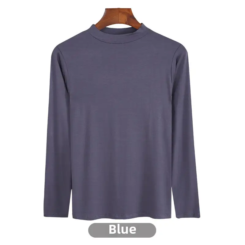 Purple Women's Turtleneck T-Shirt Modal Long Sleeve - Image 50
