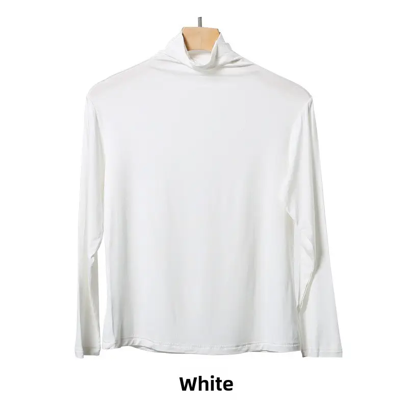Purple Women's Turtleneck T-Shirt Modal Long Sleeve - Image 8