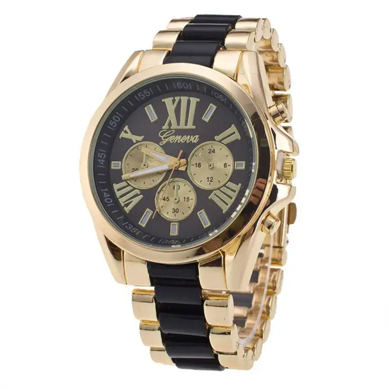 Ladies Watch Gold Blue Roman Dial Three-Button - Image 3