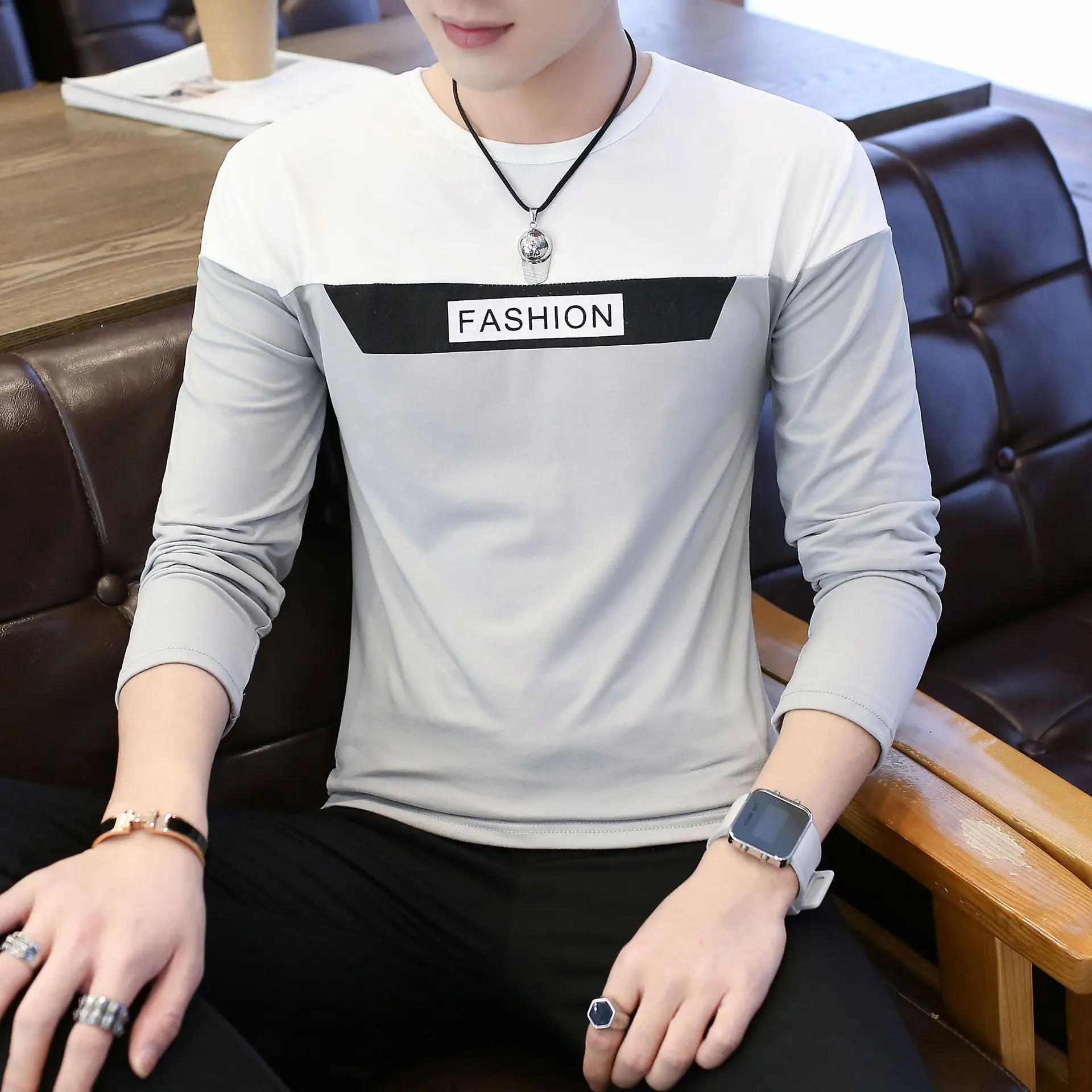 Men's Long Sleeve White Slim Fit T-Shirt - Image 5
