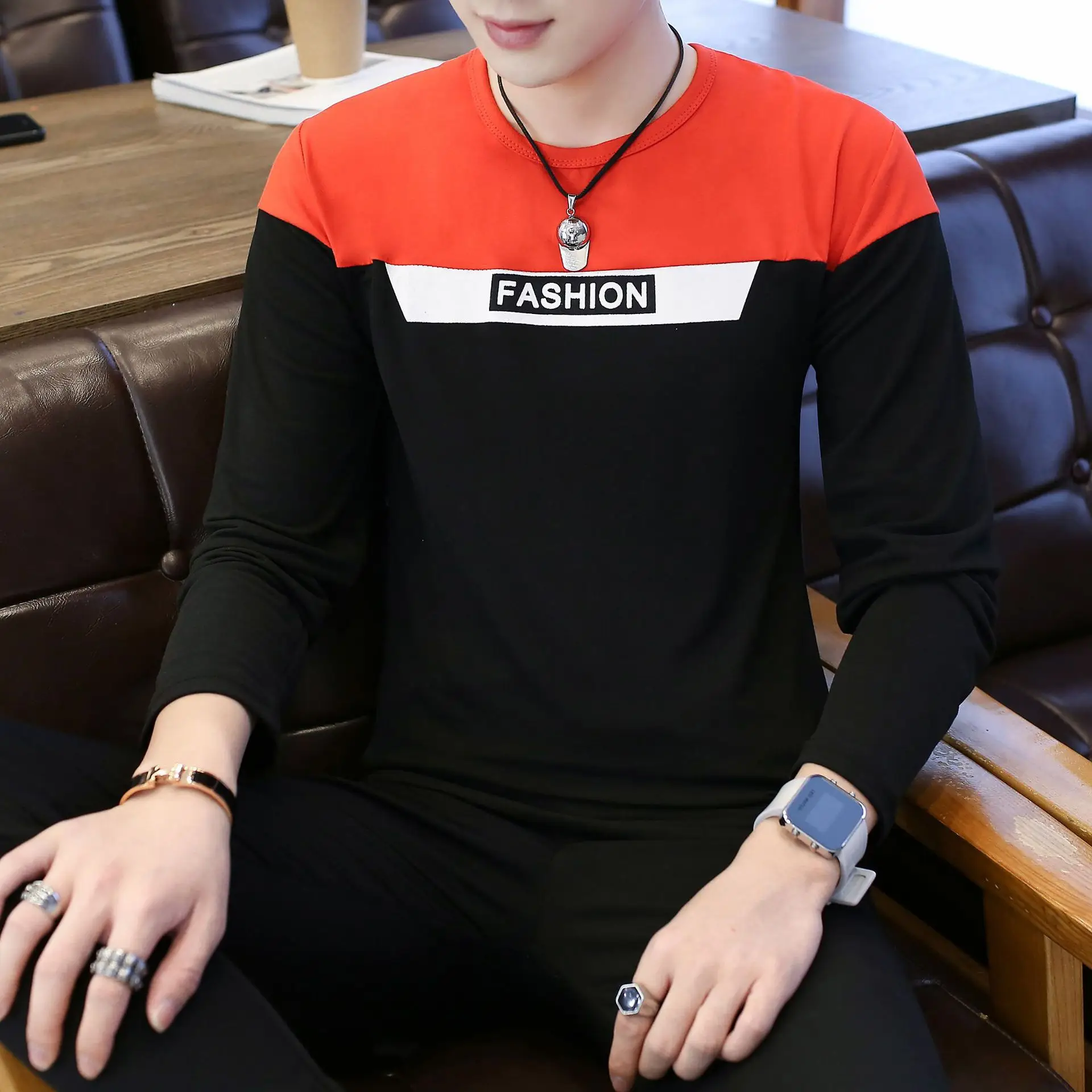 Men's Long Sleeve White Slim Fit T-Shirt - Image 6