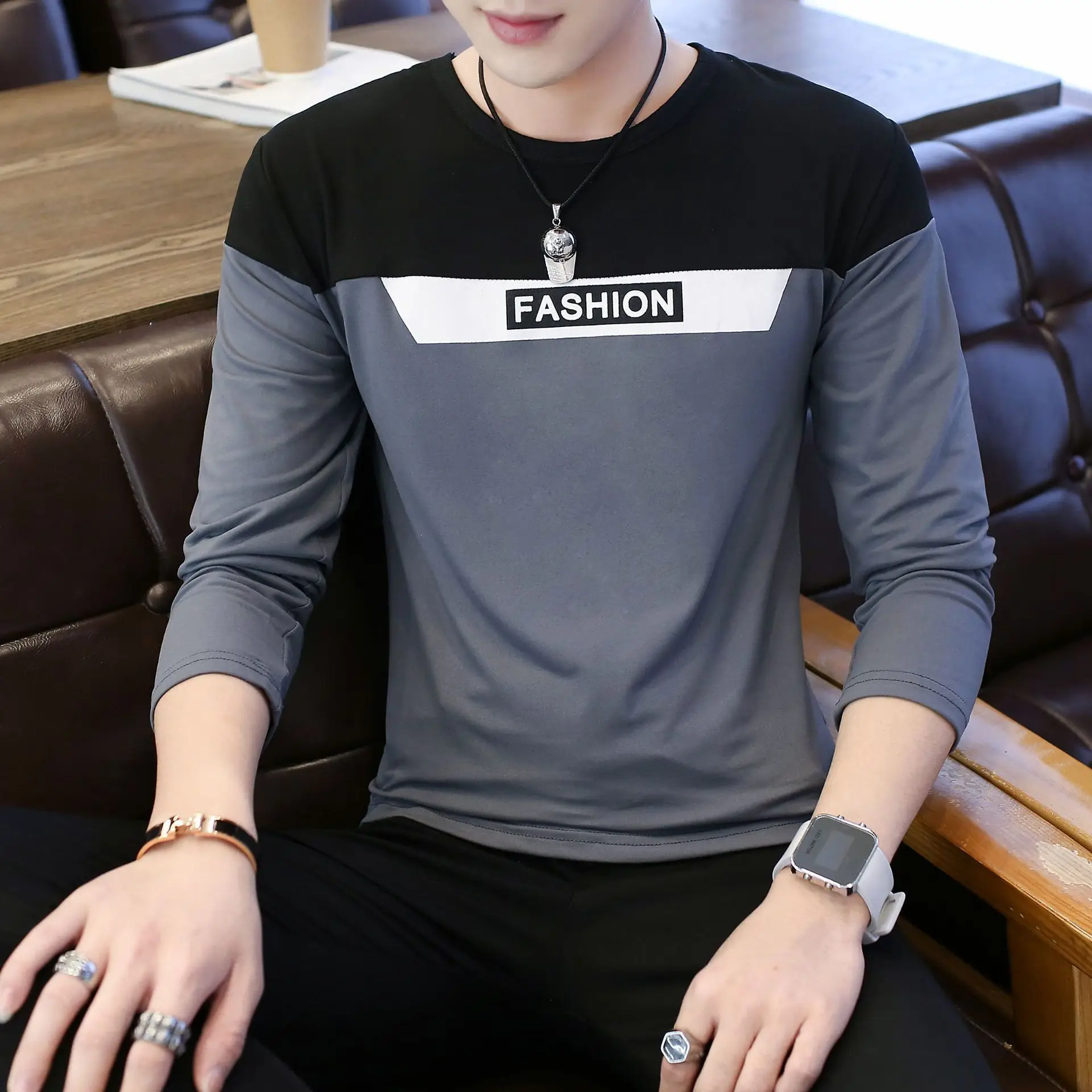 Men's Long Sleeve White Slim Fit T-Shirt - Image 7