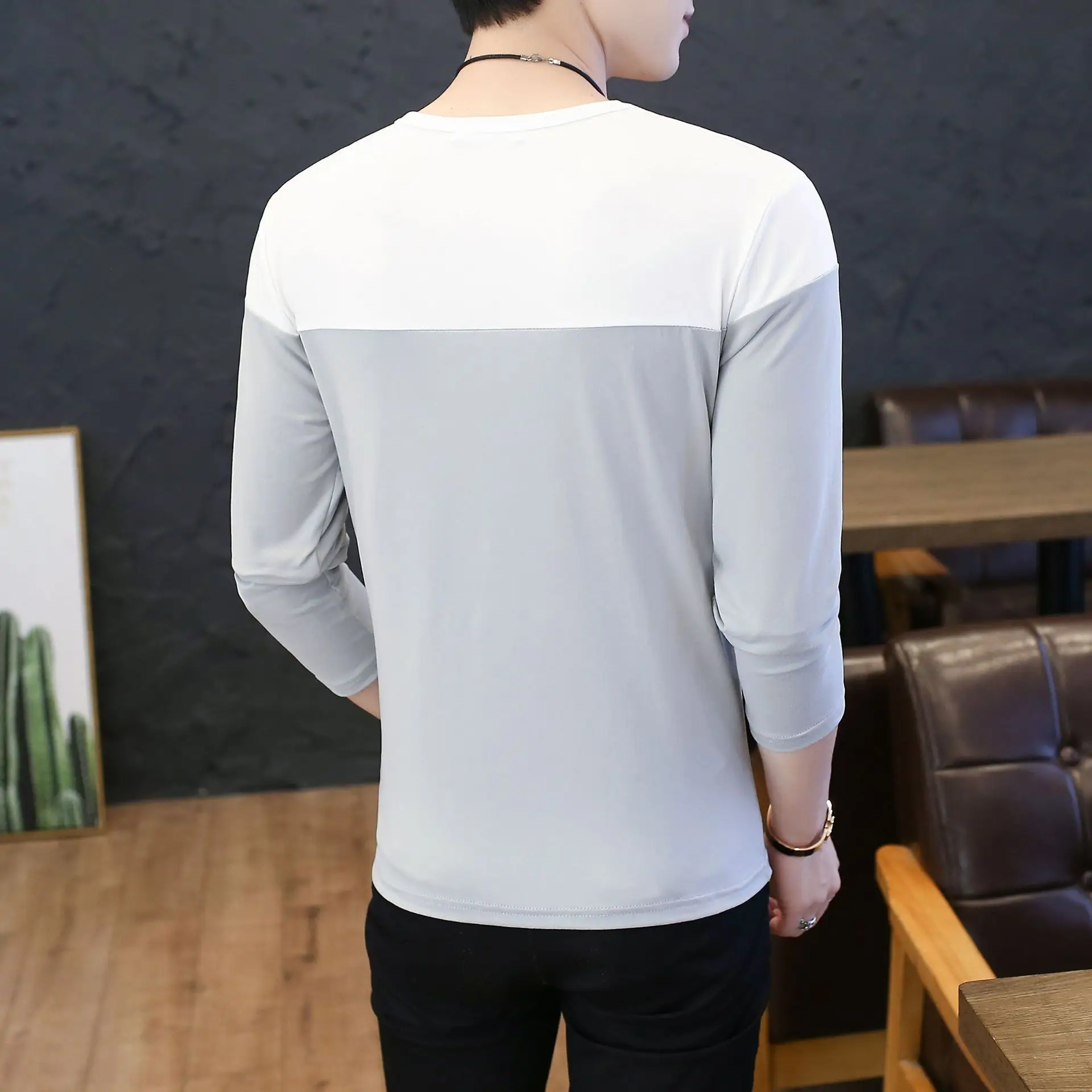 Men's Long Sleeve White Slim Fit T-Shirt - Image 8