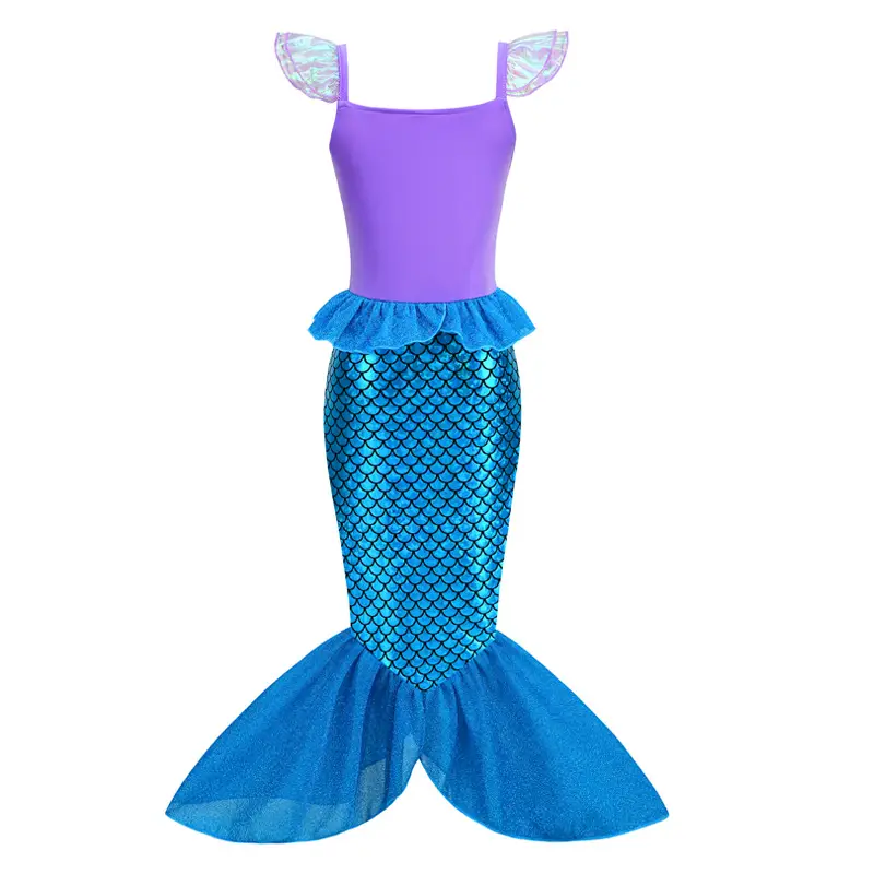 Girls Mermaid Dress Green Wings Halloween Party Wear - Image 4