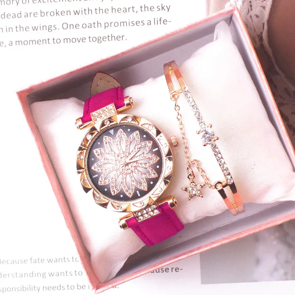 Women's Pink Butterfly Watch Set with Bracelet - Image 3