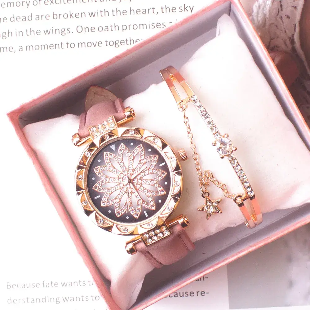 Women's Pink Butterfly Watch Set with Bracelet - Image 2