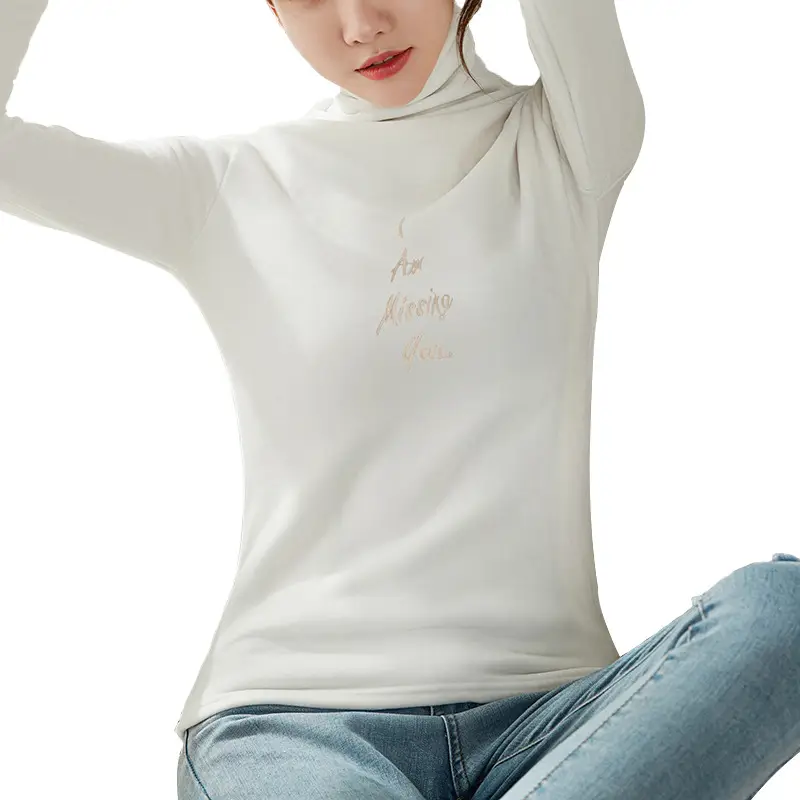 Women's Long Sleeve Velvet Top with High Collar Pink - Image 24