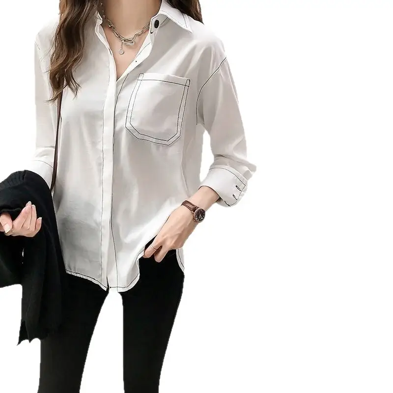 Women Long Sleeve Shirt Pure Color Winter Style