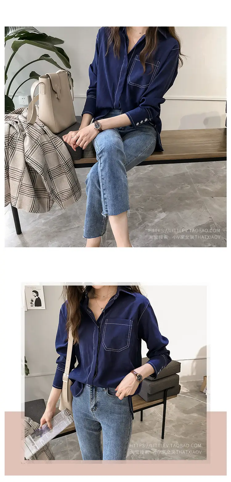 Women Long Sleeve Shirt Pure Color Winter Style — feature 22