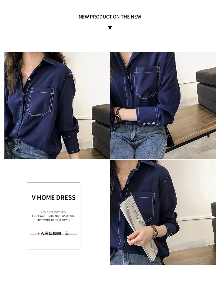 Women Long Sleeve Shirt Pure Color Winter Style — feature 9