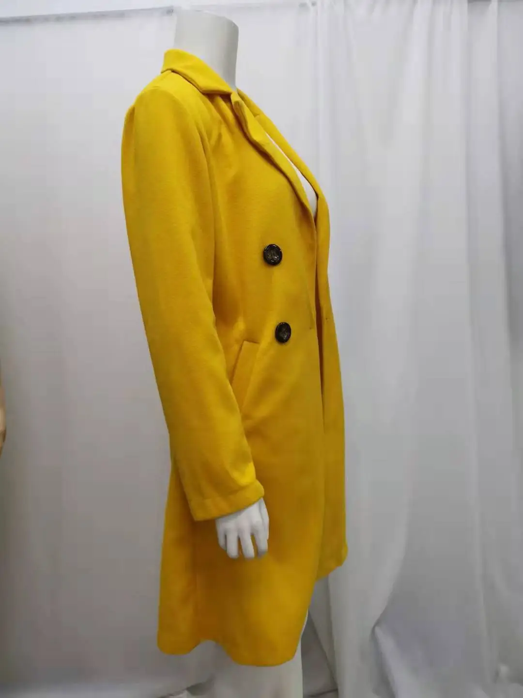 Women's Royal Blue Lapel Tweed Coat 2024 Winter — feature 8
