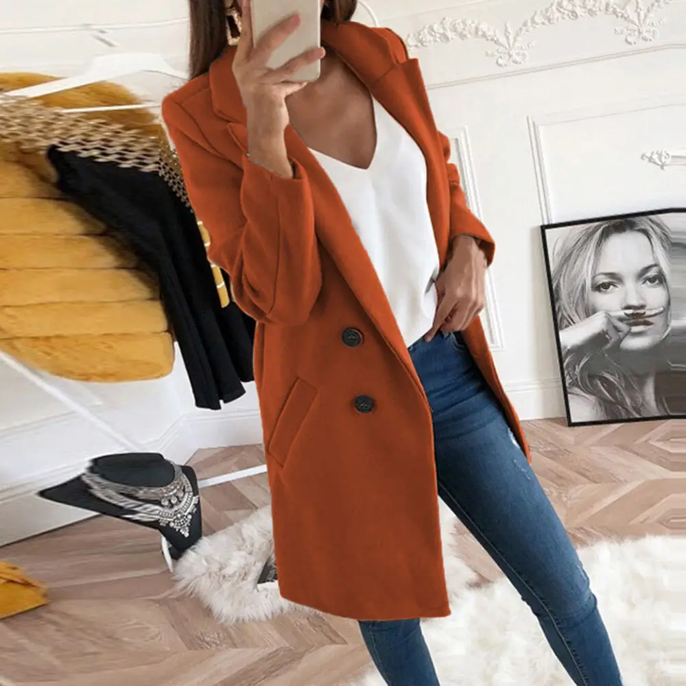 Women's Royal Blue Lapel Tweed Coat 2024 Winter