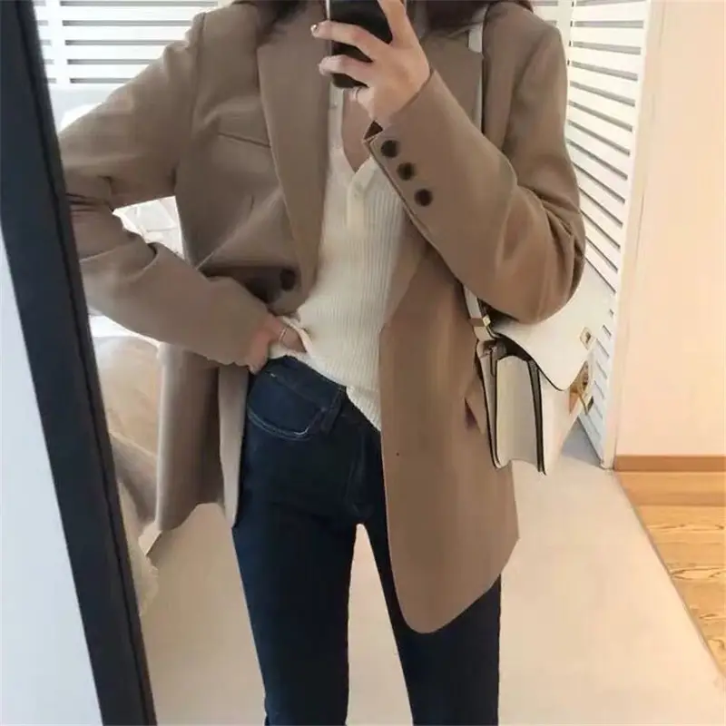 Women's Korean Style Slim Fit Jacket with Collar - Image 4