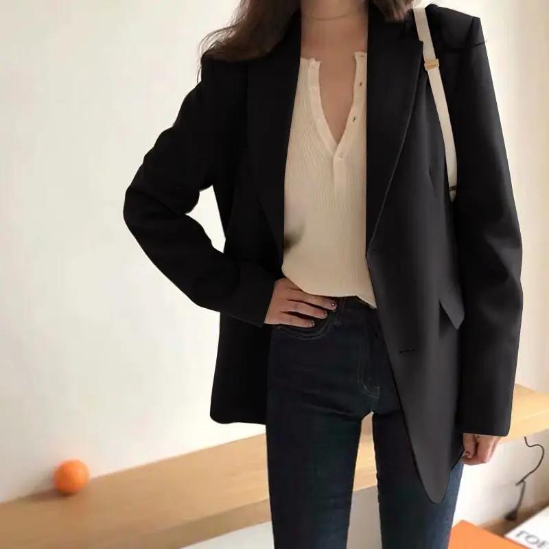 Women's Korean Style Slim Fit Jacket with Collar - Image 6