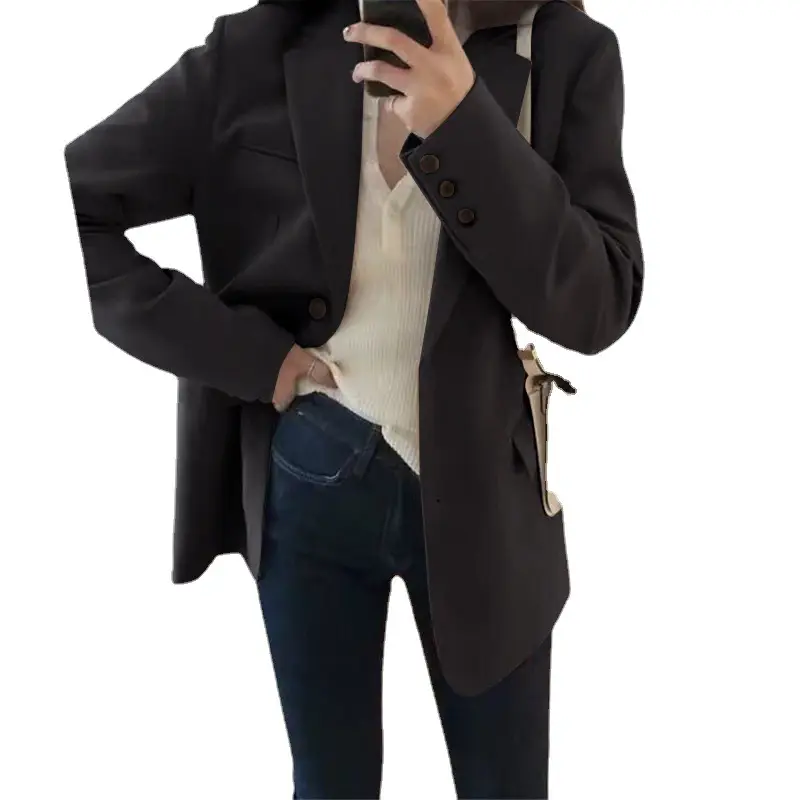 Women's Korean Style Slim Fit Jacket with Collar - Image 7