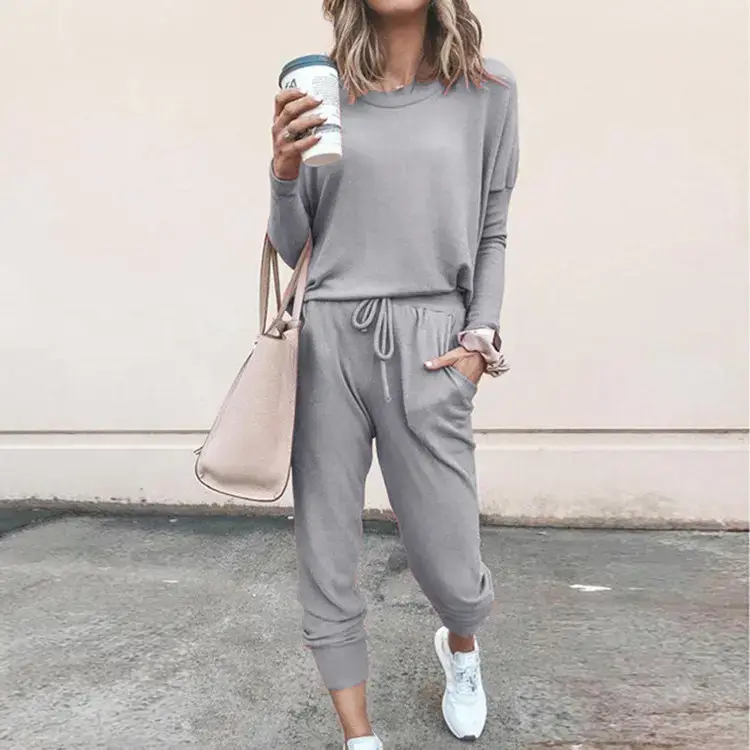 Blue Round Neck T-Shirt & Casual Trousers Set