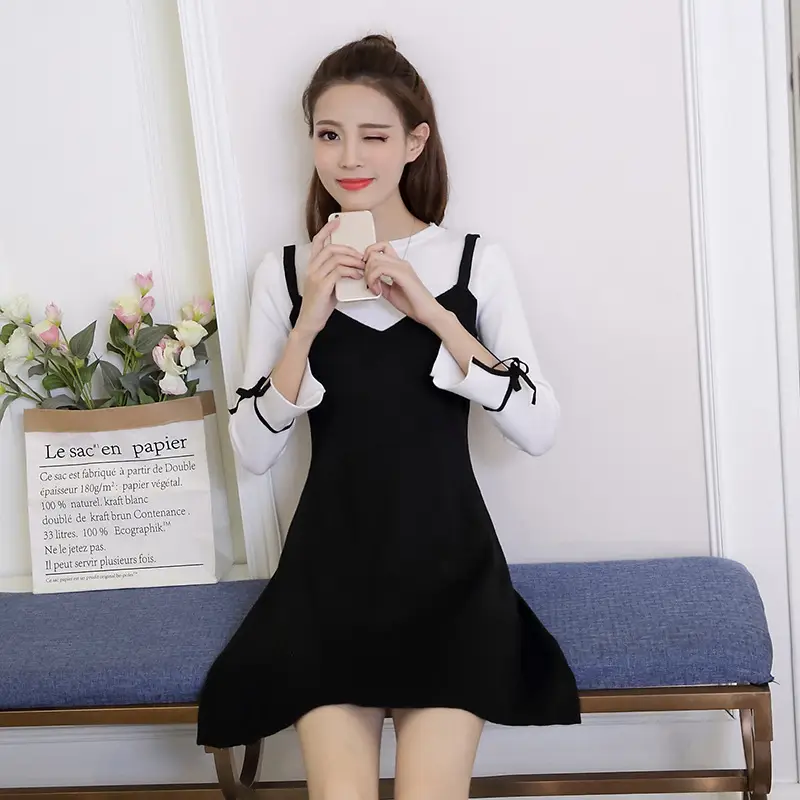 Black Slim Fit A-Line Dress for Women Autumn 2023 - Image 3