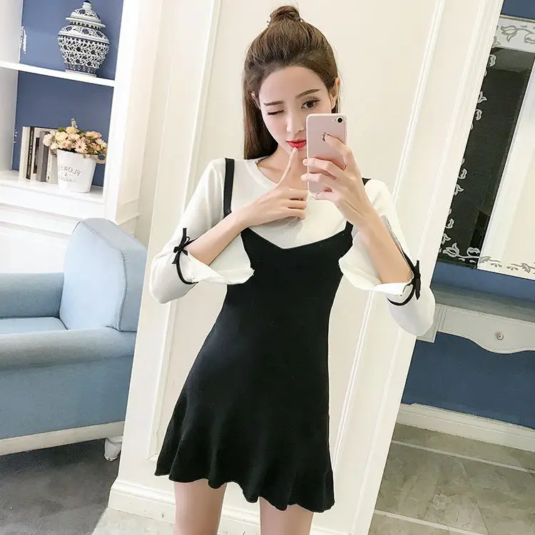 Black Slim Fit A-Line Dress for Women Autumn 2023 - Image 4