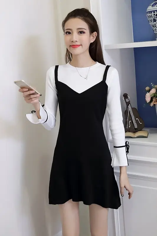 Black Slim Fit A-Line Dress for Women Autumn 2023 - Image 5
