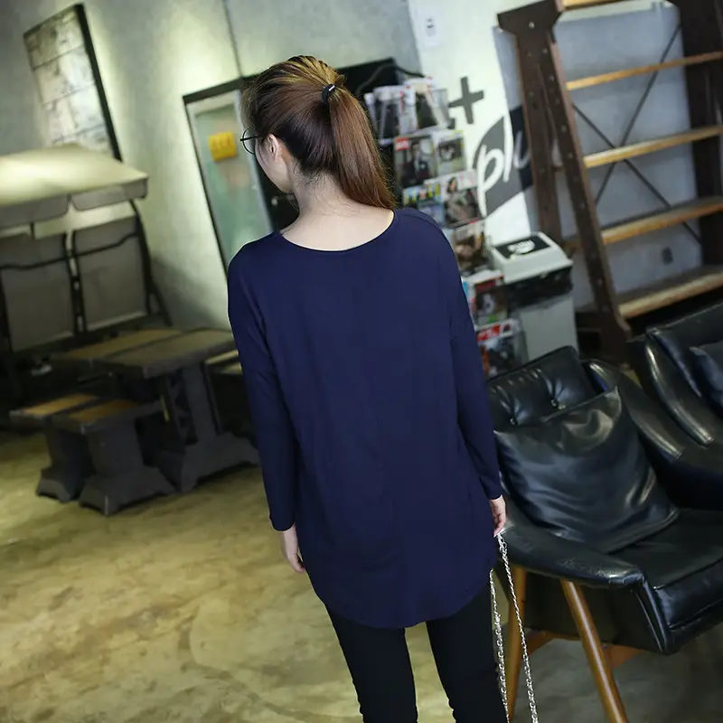 Women's V-Neck Long Sleeve T-Shirt Pink Multi Color — feature 12