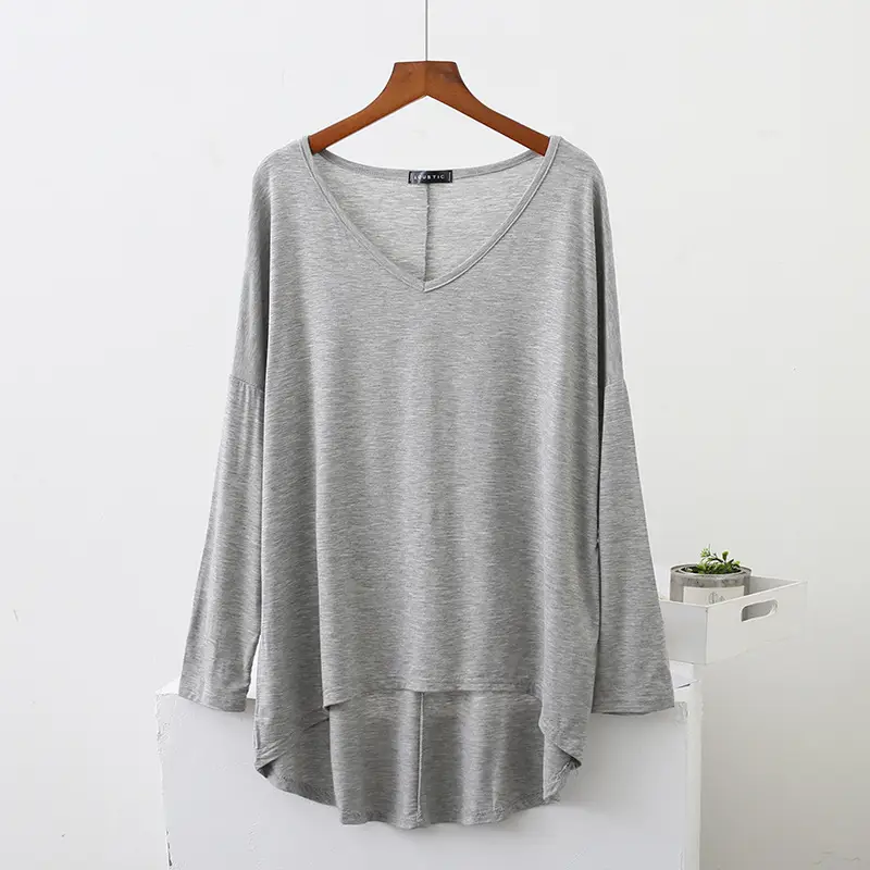 Women's V-Neck Long Sleeve T-Shirt Pink Multi Color - Image 6