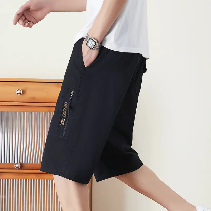 Men's Olive Green Multi-Pocket Shorts Summer Work Pants - Image 6