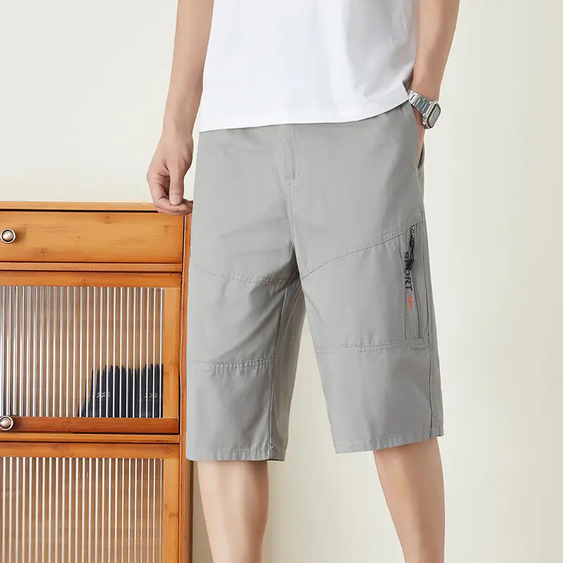 Men's Olive Green Multi-Pocket Shorts Summer Work Pants - Image 8